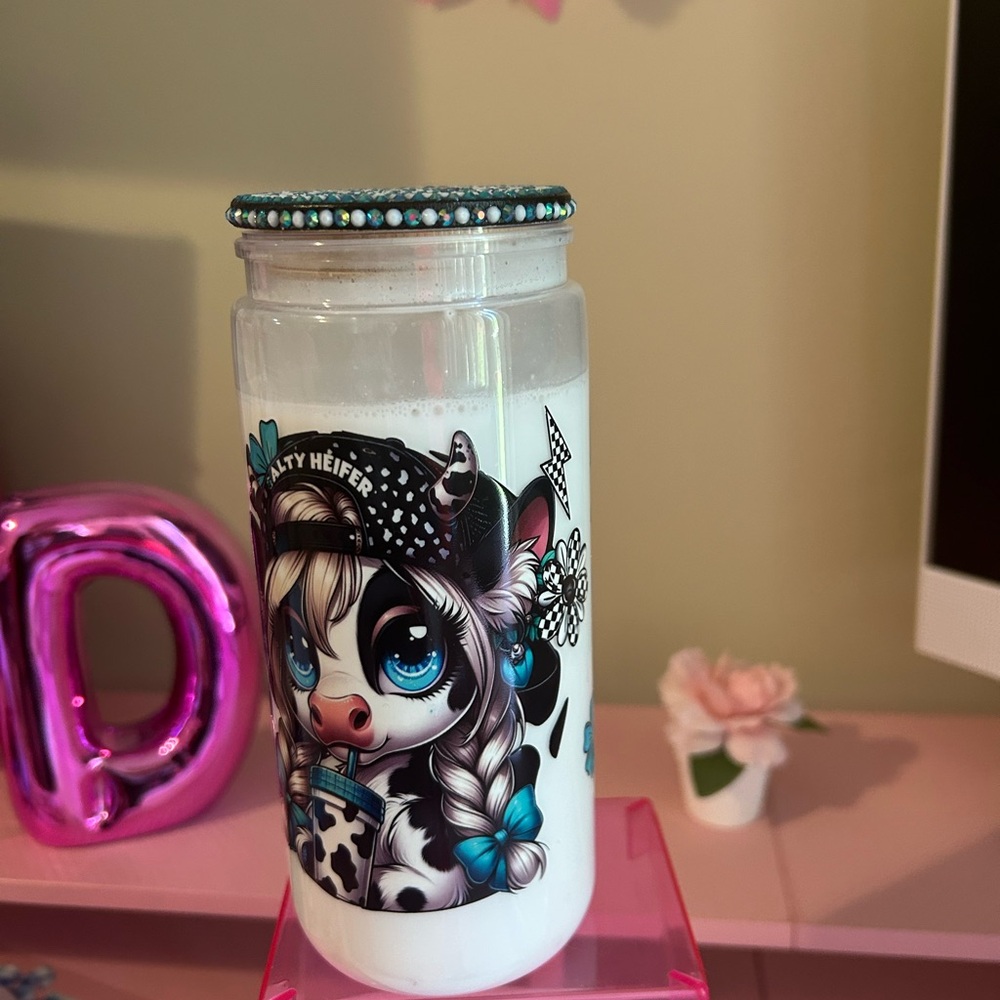 Cute Cow Design Snow Globe Tumbler Cup